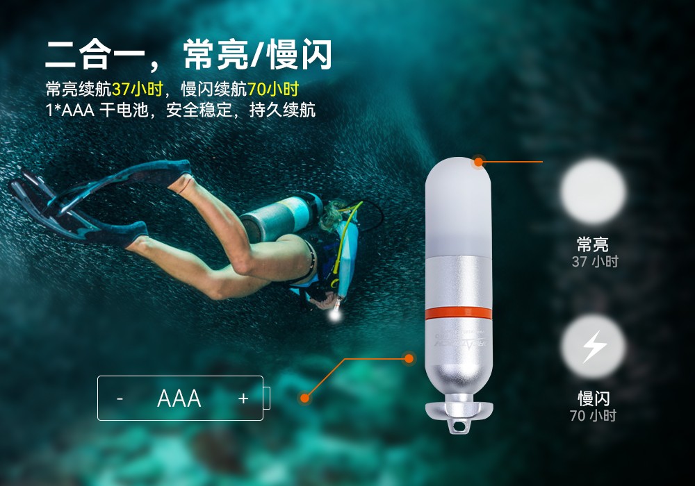 91抖阴下载OrcaTorch SD01 Pro潛水信(xìn)號(hào)燈,水下(xià)潛水燈,潛水信號燈廠家,潛水燈